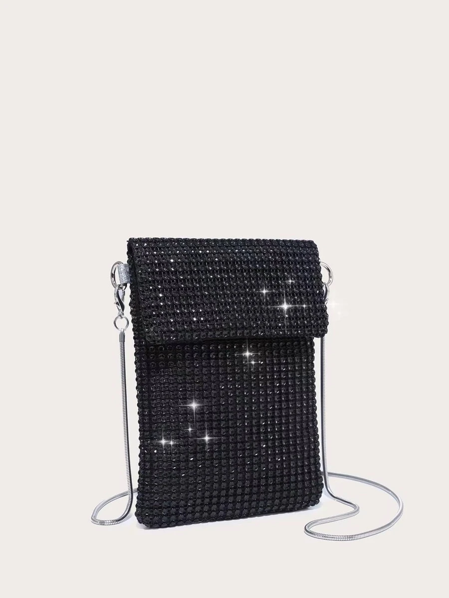 กระเป๋าสี่เหลี่ยม มินิ ตกแต่ง พลอยเทียม Flap v-63