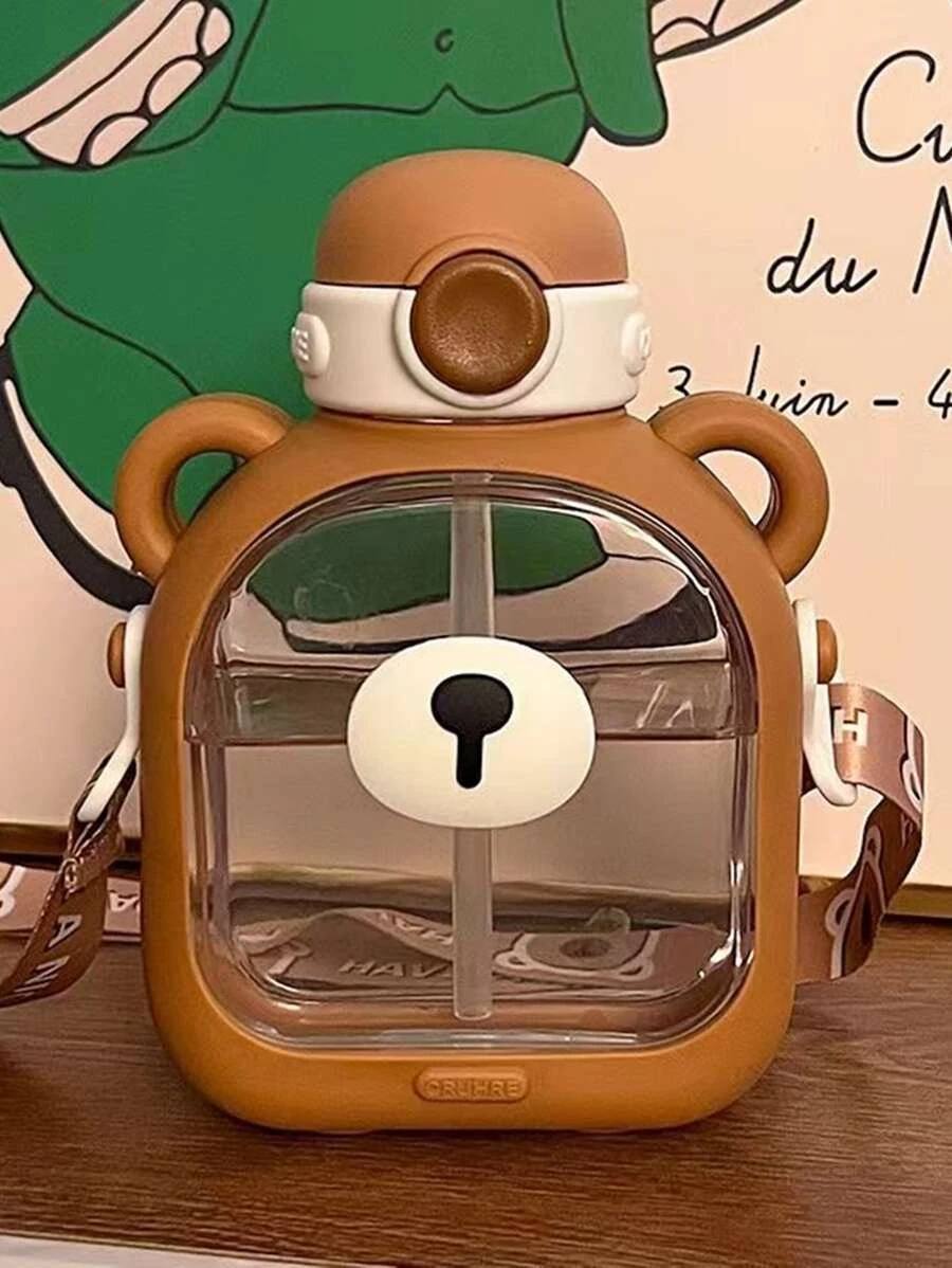 ขวดน้ำ 1 ชิ้น พลาสติก ขวดน้ำ น่ารัก ลายหมี เล่นกีฬา สำหรับ กลางแจ้ง  oo-220