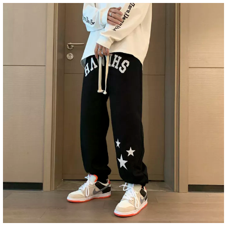 BIG15-ฤดูใบไม้ผลิและฤดูใบไม้ร่วง American Street Hip Hop Letter พิมพ์กางเกงขายาวผู้ชายอินเทรนด์คู่กางเกงกีฬา Nine Points Casual Beamed กางเกง