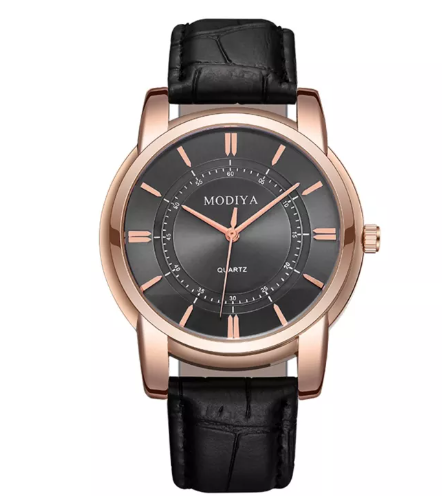 EW48-นาฬิกาข้อมือควอตซ์ลําลอง สายเข็มขัด ทรงกลม แบบเรียบง่าย แฟชั่นสําหรับผู้ชาย