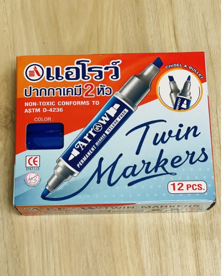 MW227-Arrow ปากกาเคมี 2 หัว แอโรว์ สีน้ำเงิน