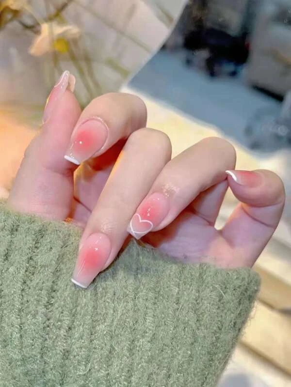 24 ชิ้น เล็บปลอม ทรงคอฟฟิน สั้น & ตะไบเล็บ 1 ชิ้น & เทป 1 แผ่น c-60