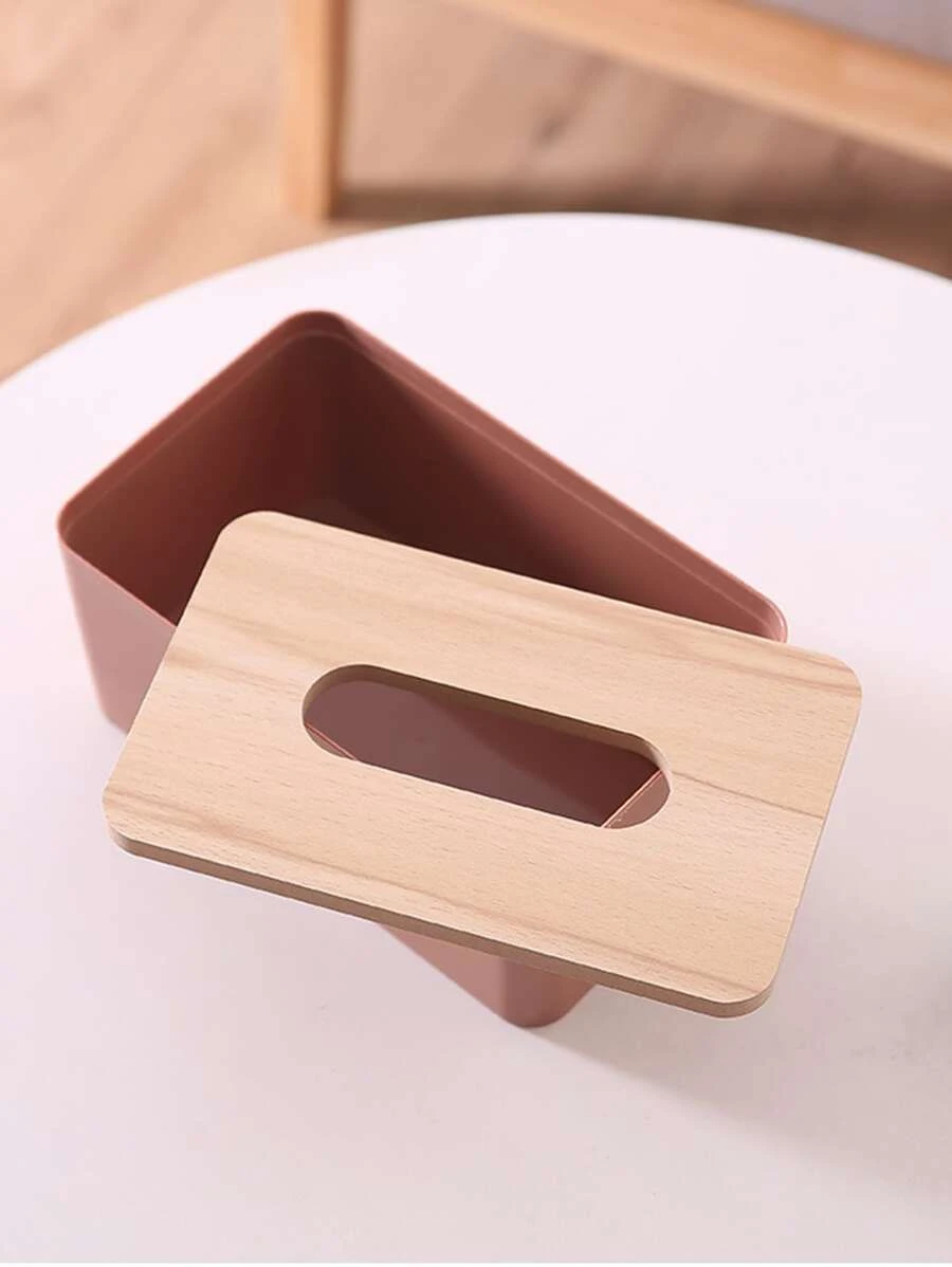 กล่องทิชชู่ พลาสติก เนื้อเยื่อ มินิมอลลิสต์ ลาย ไม้ สำหรับ บ้าน 1 ชิ้น  nn-112