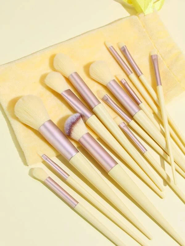 13ชิ้น เซ็ตแปรงแต่งหน้า & 1 ชิ้น แปรงแต่งหน้า กระเป๋าเก็บของ e-90