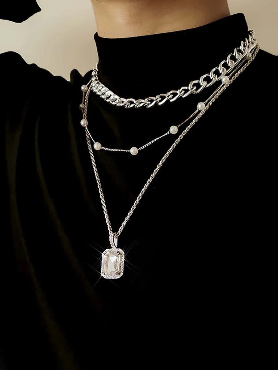 สร้อยคอประดับพลอยผู้ชาย 3 ชิ้น  kk-176