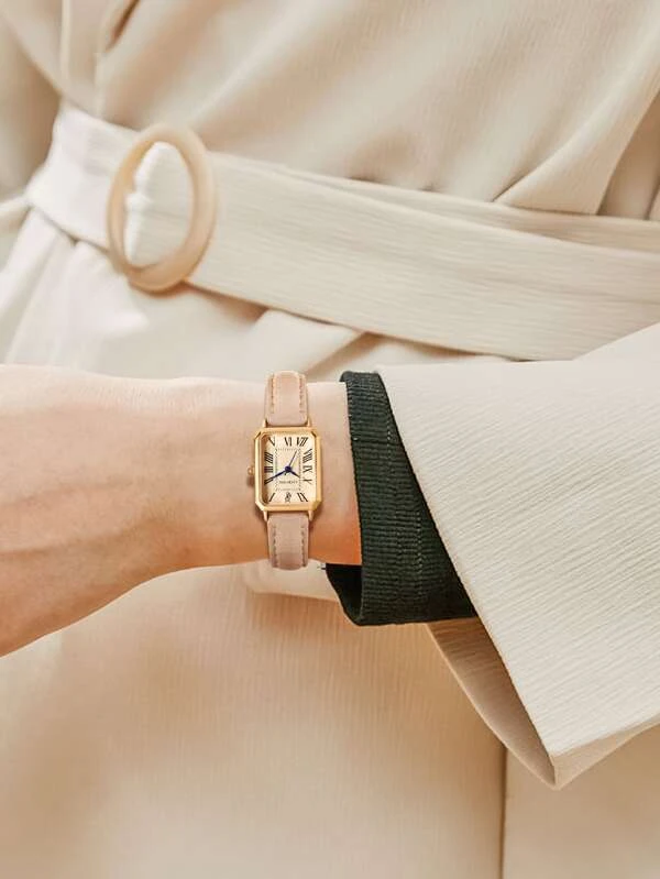 นาฬิกา หมุนควอตซ์ มินิมอล รูปหลายเหลี่ยม  น-83