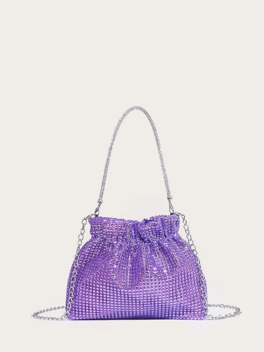 กระเป๋าราตรี มินิ ตกแต่ง พลอยเทียม โซ่v-54