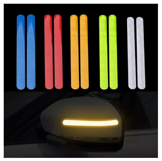 JN42-【Ann-Car】1 Pair Car Rearview Mirror Reflective Sticker Safety Warning Reflective Sticker Car Rearview Mirror Decorative Strip