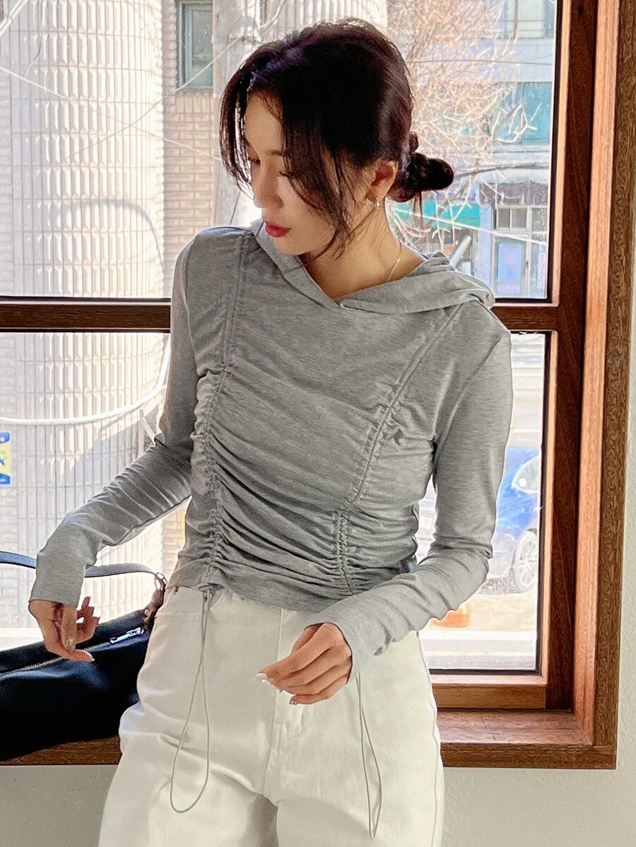 ฮู้ดดี้ พิมพ์ สโลแกน เชือกรูด ซับในอุ่น  cc-80