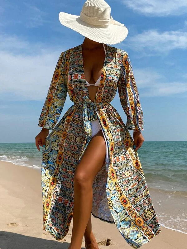 กิโมโน พิมพ์ลายทั้งตัว แต่งเข็มขัด  mm-37