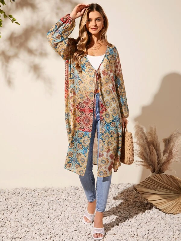 กิโมโน ลายดอกไม้ ผ้าชีฟอง  mm-186