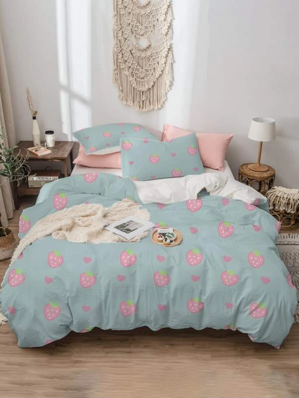 เซต ปลอกผ้านวม ลายสตรอว์เบอร์รี (ไม่รวมไส้นวม) t-38