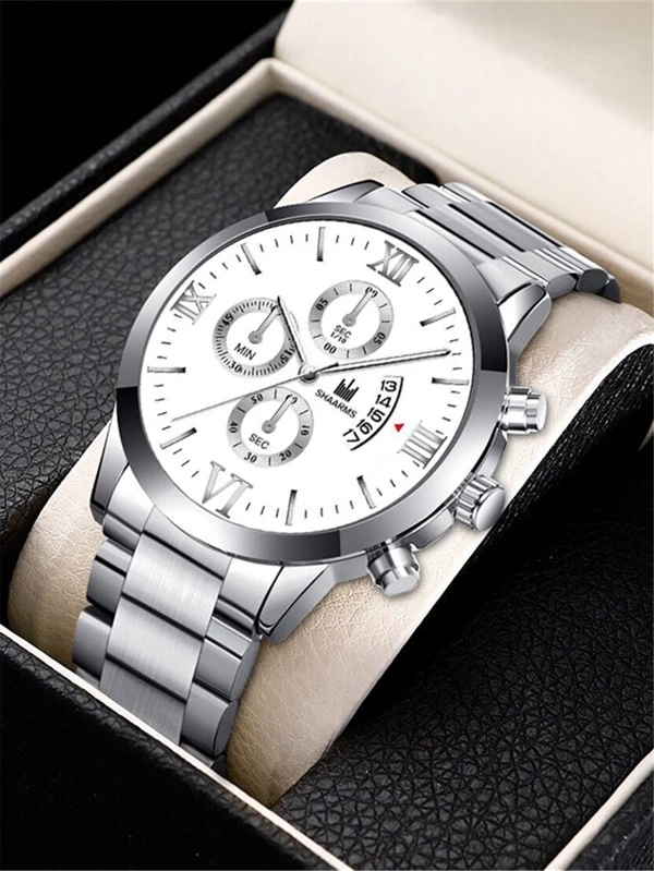 ผู้ชาย นาฬิกาควอตซ์ พร้อมวันที่ ตัวชี้ แบบกลม น-58