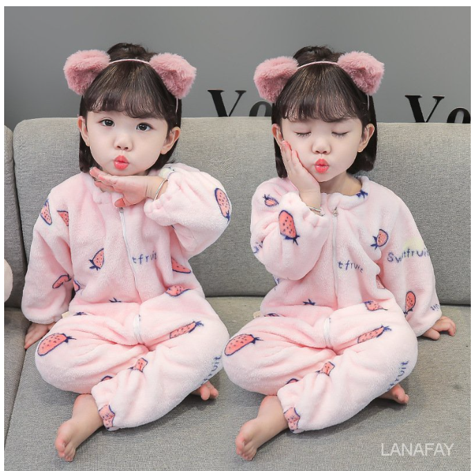 SA88>ชุดนอนชิ้นเดียวสำหรับเด็ก 2022 ฤดูใบไม้ร่วงและฤดูหนาวขนแกะและหนาผ้าสักหลาดทารก 0-4 ปี romper ถุงนอนเด็ก SJ5517