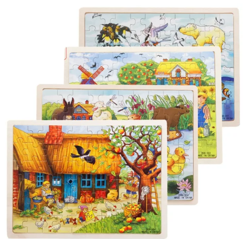 N61-จิ๊กซอว์ไม้ พร้อมกรอบไม้ 60 ชิ้น ของเล่นเสริมพัฒนาการของขวัญสำหรับเด็ก