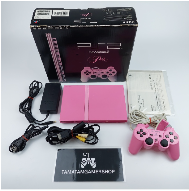 RE53-เครื่องเกมps2 slim SCPH-77000 สีชมพู มือสอง(USED)ของแท้ เครื่องสวยมาก หายากสภาพสะสม PlayStation2 เครื่องps2 pink