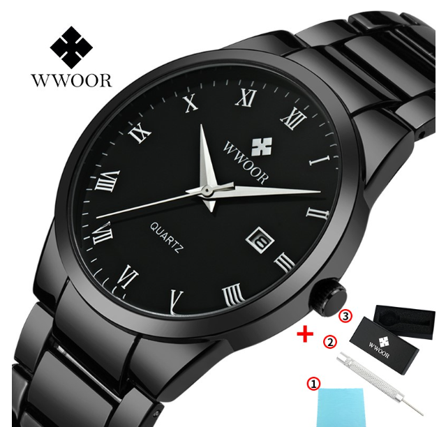 EW82-WWOOR นาฬิกาควอตซ์ กันน้ำ สายสเตนเลส สินค้าแฟชั่น สำหรับผู้ชาย-8830