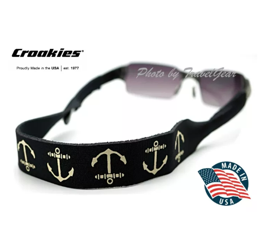(ว#061) สายคล้องแว่นตา Croakies XL Print รุ่น Anchor Black