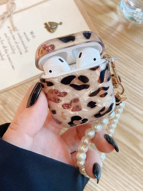 จี้มุกเทียมซองหนัง AirPods พิมพ์ลายเสือดาว e-92