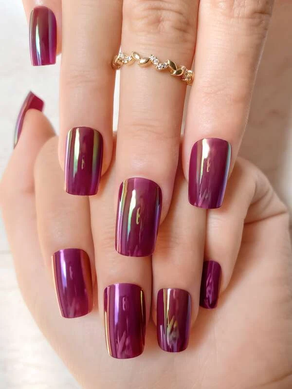 เล็บปลอม ยาว สี่เหลี่ยม & เทปกาว 1 แผ่น & ตะไบเล็บ 1 ชิ้น 24 ชิ้น c-9