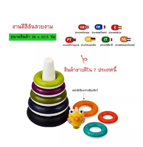 TOY60-AG Toy ของเล่นเสริมพัฒนาการ ของเล่นเด็กผู้หญิง ผู้ชาย ห่วงเจดีย์สวมหลัก ห่วงเรียงซ้อน ห่วงหลากสี ห่วงเสริมพัฒนาการ 8 ชั้น ของเล่นเสริมทักษะ