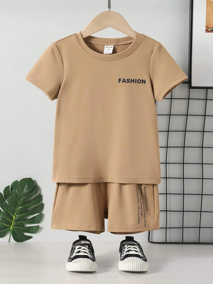 เด็กผู้ชาย เสื้อยืด & กางเกงขาสั้น พิมพ์ ตัวอักษร b-50