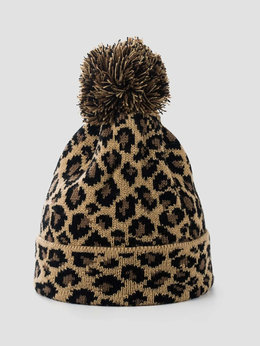 บีนนี่ ลายเสือดาว แต่งพู่ปอม  j-53