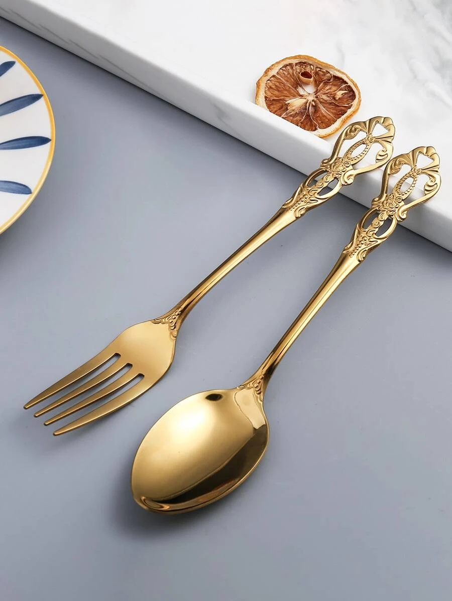 ชุดช้อนและส้อมแกะสลักบรรเทา 2 ชิ้น hh-80