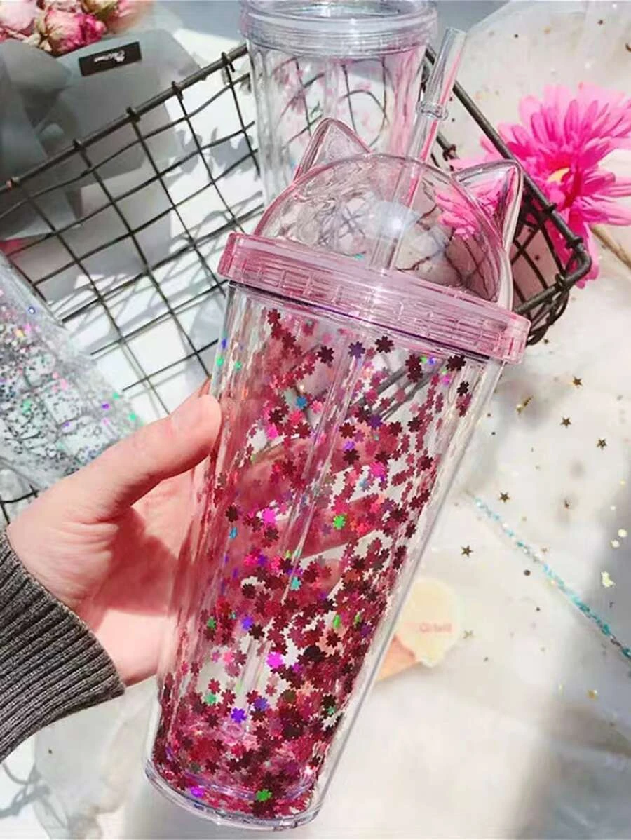 1 ชิ้น ทัมเบลอร์ พร้อม โปร่งใส ตกแต่ง หู ขวดพร้อมฝา สำหรับ ออฟฟิศ  pp-72