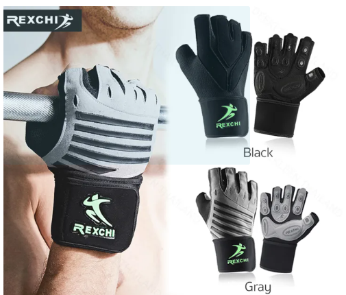 DK16-ถุงมือฟิตเนส ถุงมือยกน้ำหนัก ถุงมือออกกำลังกาย REXCHI ของแท้ 100% เกรดพรีเมี่ยม ซัพพอร์ตข้อมือ พร้อมส่ง