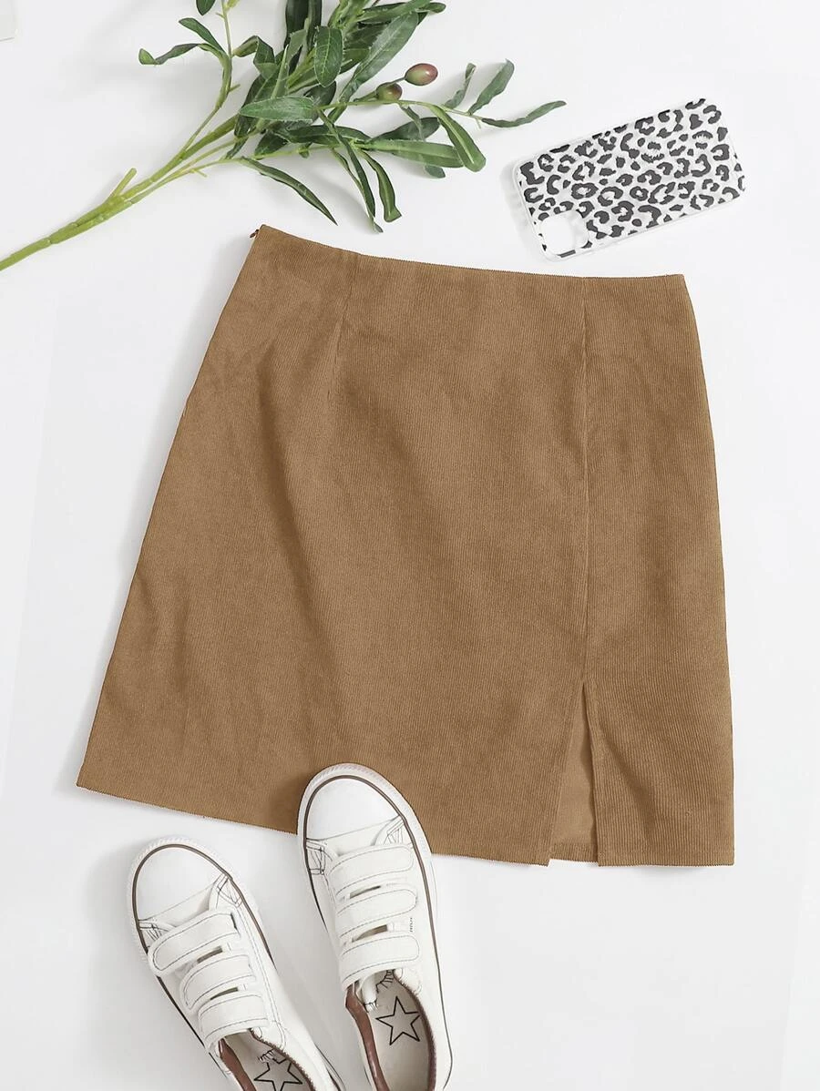 กระโปรง ชายผ่า ผ้าลูกฟูก มินิ jj-16