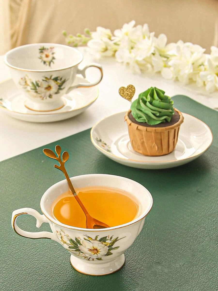 1 ชิ้น แก้วมัค พร้อม สร้างสรรค์ ลาย ดอกไม้ กาแฟ แก้วมัค & ที่รองแก้ว สำหรับ เครื่องใช้บนโต๊ะอาหาร โต๊ะ  oo-150