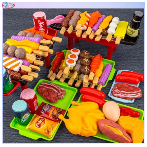 TOY67-บาร์บีคิวจำลองสำหรับเด็ก แกล้งเกม ของเล่นเด็กในครัว เครื่องครัวสำหรับทำอาหาร สวมบทบาทบาร์บีคิว
