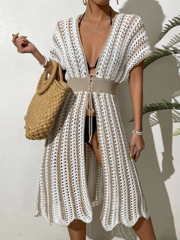 กิโมโน กลวงออก ขอบเปลือก ผูกเชือกด้านหน้า  mm-180