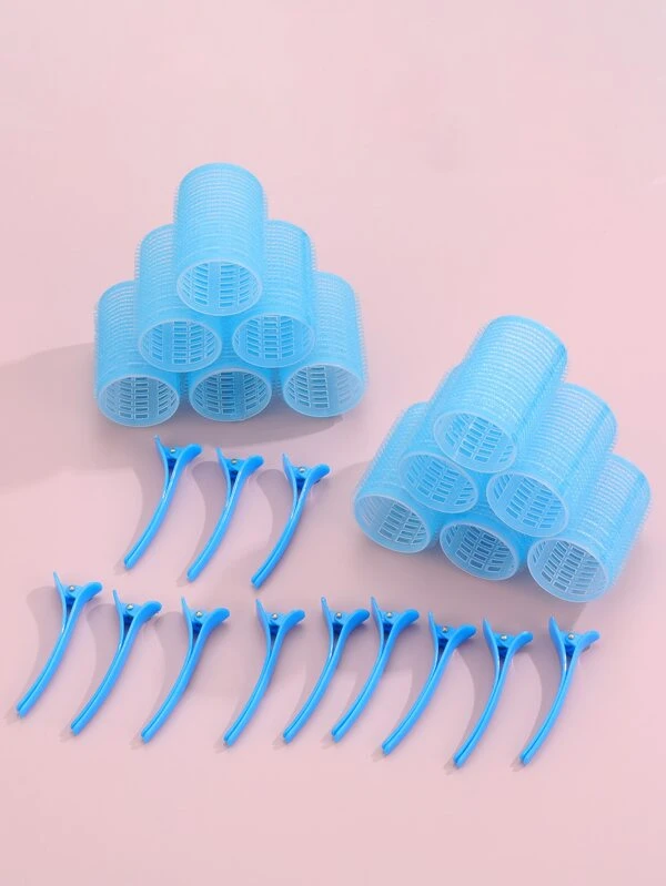 12 ชิ้น กาวในตัว โรลม้วนผม & 12 ชิ้น กิ๊บติดผม  k-55