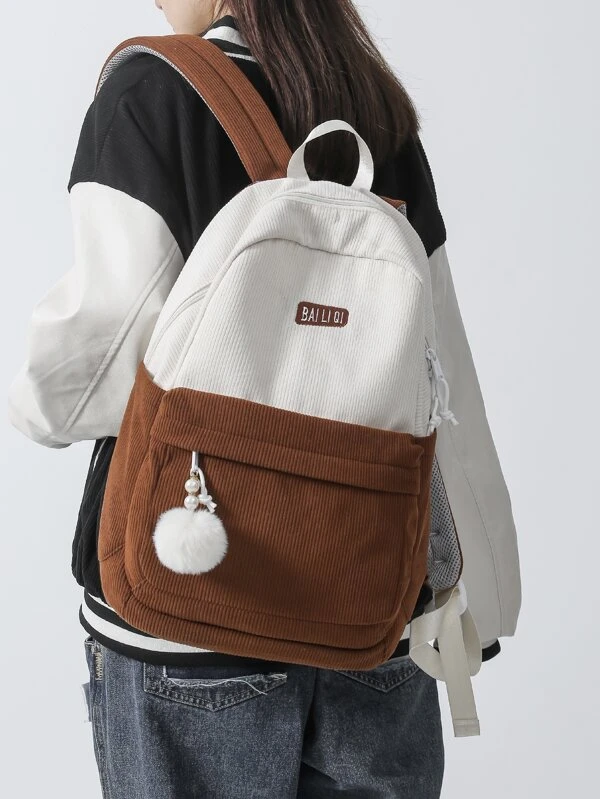 กระเป๋าเป้อเนกประสงค์ เย็บปักถักร้อย ตัวอักษร พร้อม ปอมปอม จี้  ll-91