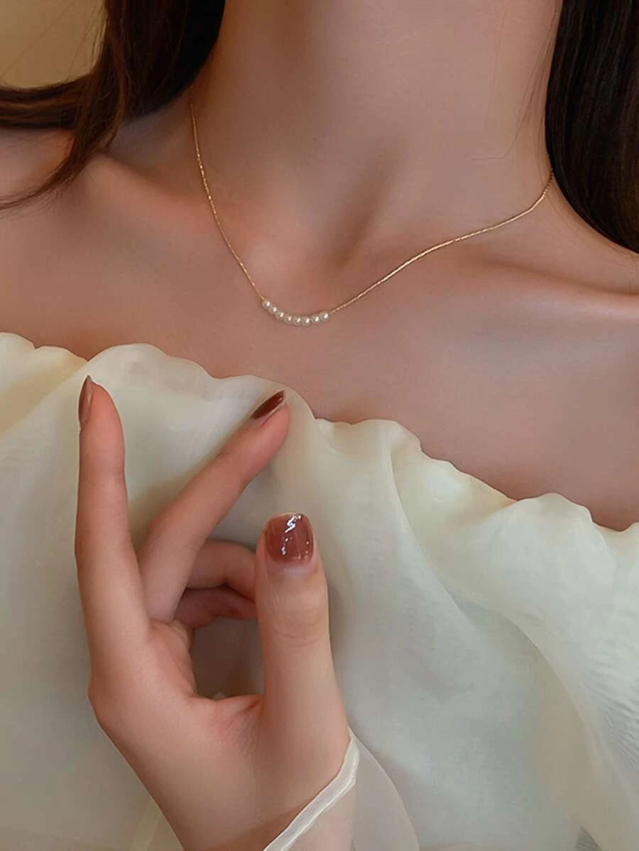 สร้อยคอ ประดับ มุกเทียม  jj-56