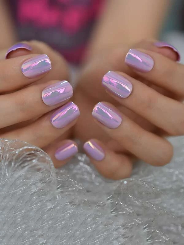 24 ชิ้น เล็บปลอม ยาว ทรงเหลี่ยม & ตะไบเล็บ 1 ชิ้น & 1 แผ่น เทป c-10