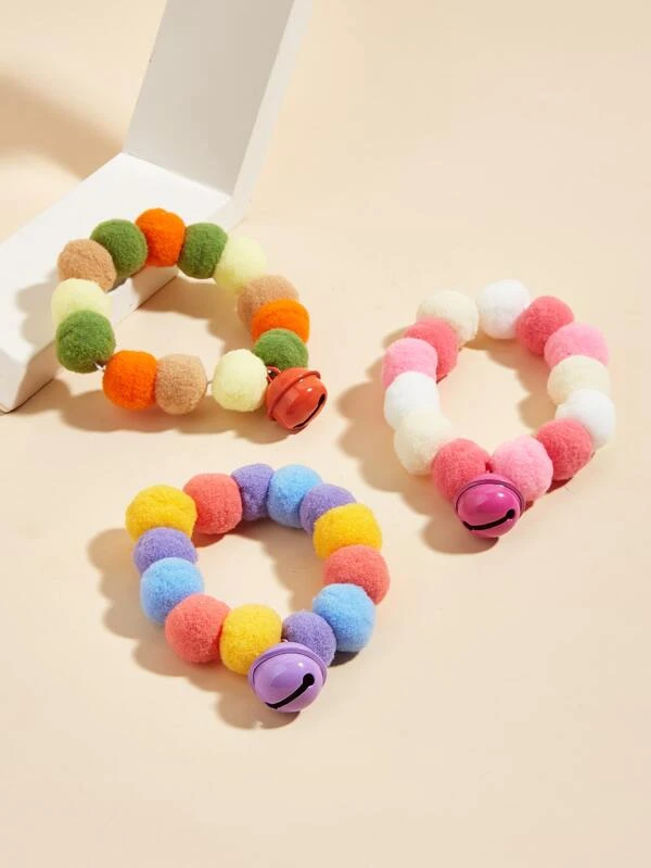 สร้อยคอ สัตว์เลี้ยง สีสุ่ม ผ้าพลัฌ 1 ชิ้น ม-89