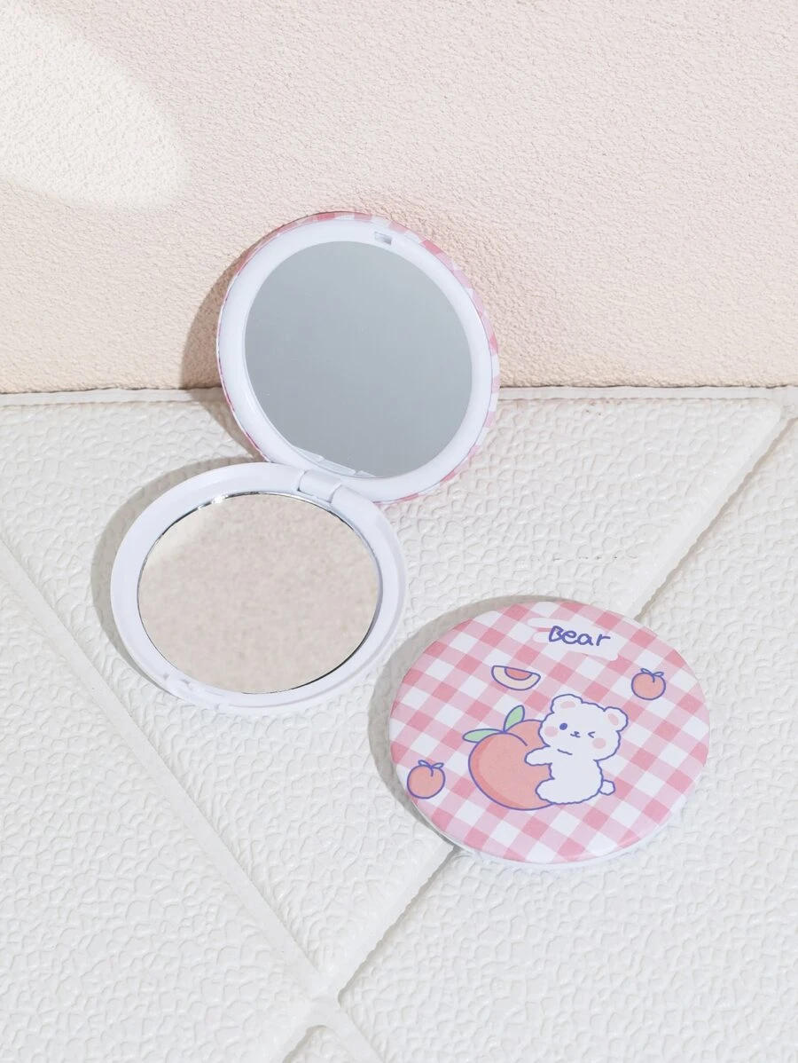 กระจกพับได้ การ์ตูน หมี & รูปแบบ พีช 1 ชิ้น  k-40