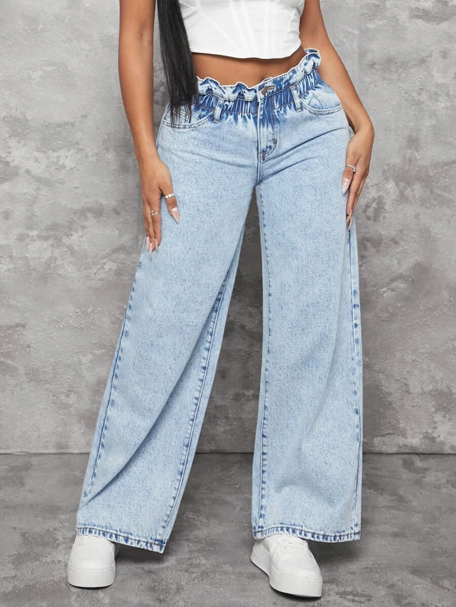 กางเกงยีนส์ เอวถุงกระดาษ ขากว้าง  ee-90