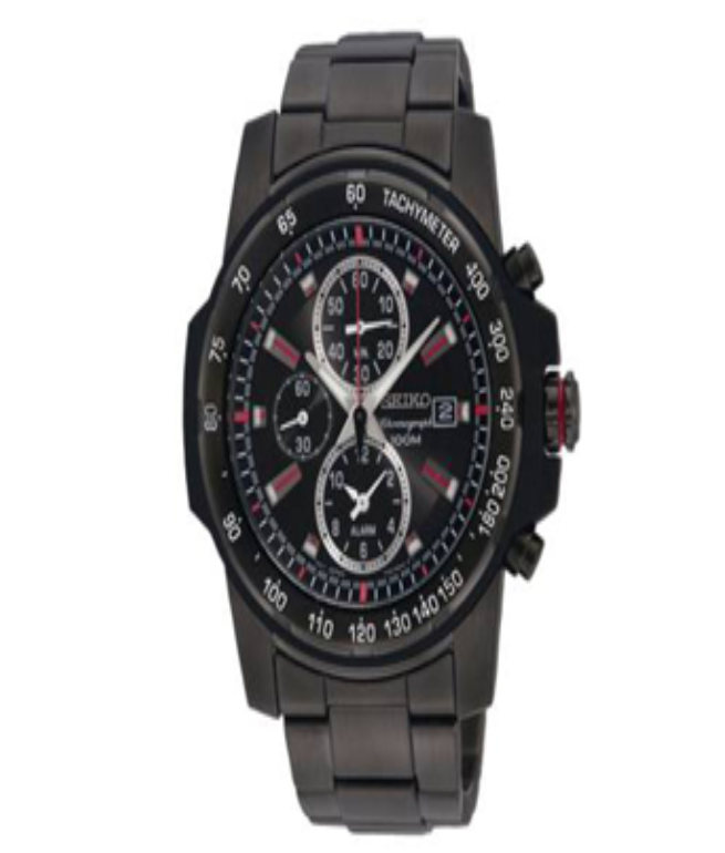 H78-นาฬิกา SEIKO จับเวลาปลุกได้ดีไซน์สปอร์ต New Arrival เรือนรมดำล้วน