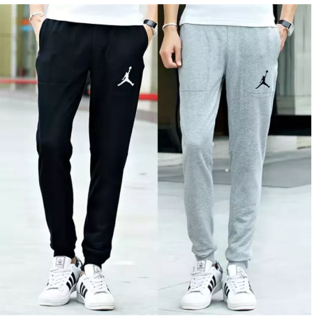 BIG04-กางเกงวอร์มขายาวผู้ชายกางเกงลำลองทรงหลวมแบบหนาแบรนด์อินเทรนด์บาสเก็ตบอลสีเทาดำกางเกงสไตล์เกาหลี