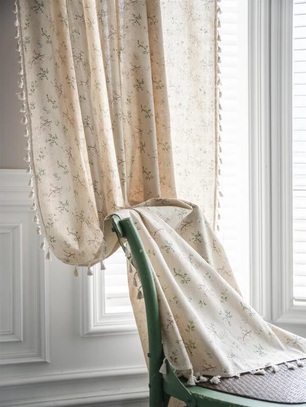 ผ้าม่านเดี่ยว พิมพ์ ลายดอกไม้  040