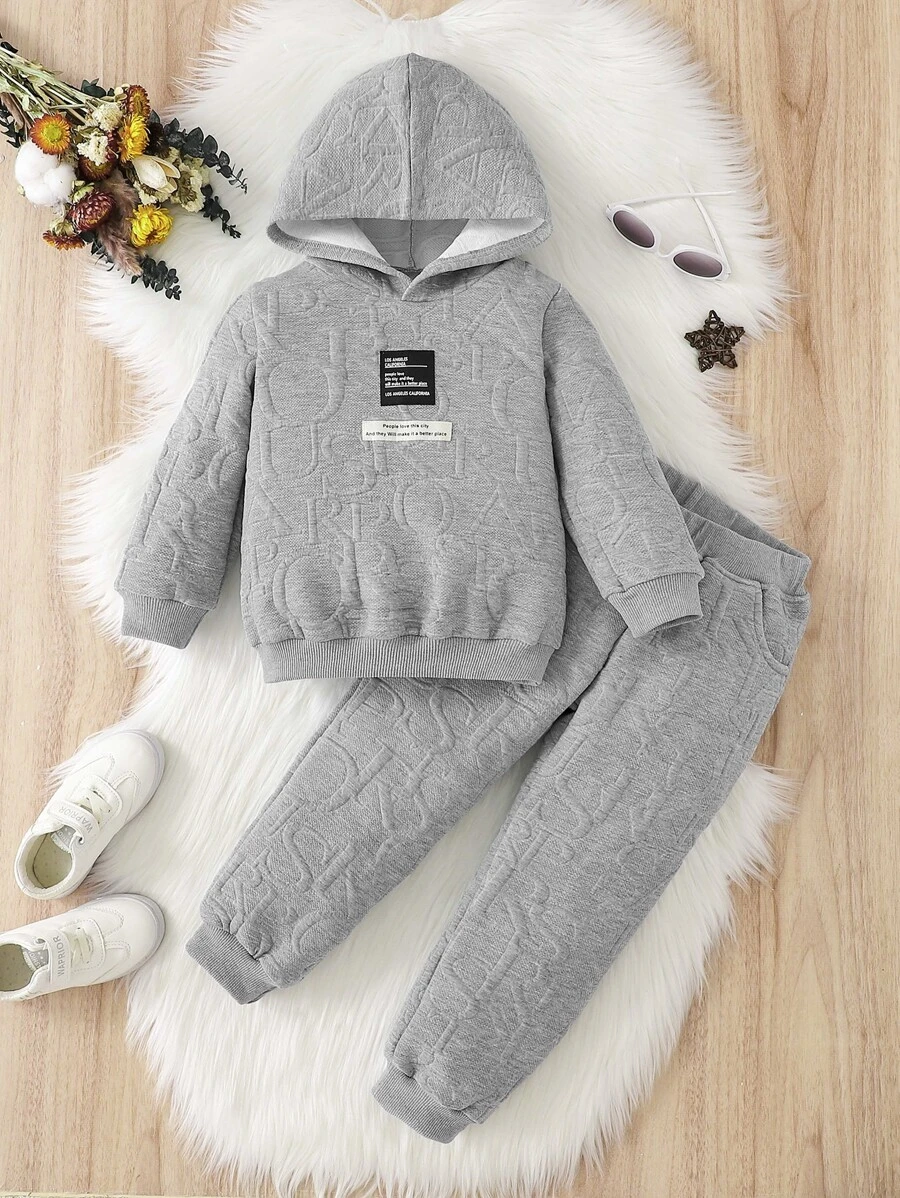 เด็กผู้หญิง เสื้อฮู้ด & กางเกงวอร์ม แพทช์ ตัวอักษร a-89