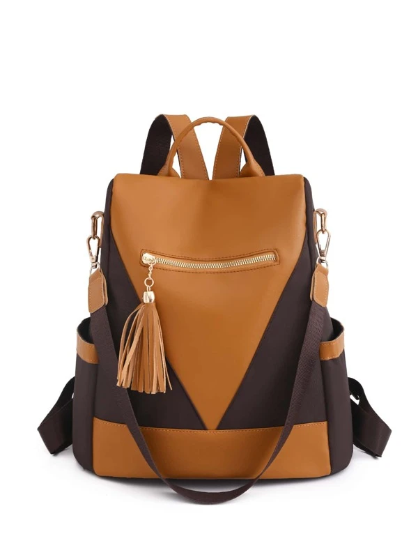 กระเป๋าเป้ คลาสสิค ทูโทน ตกแต่ง พู่ ll-73