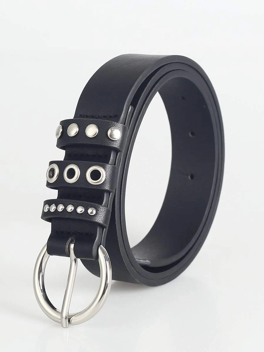 เข็มขัด ติดหมุด & ตกแต่ง ตาไก่  l-042