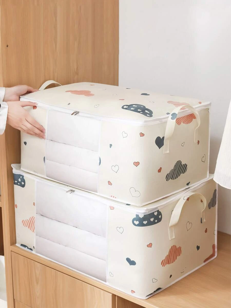 ถุงเก็บผ้านวม ในครัวเรือน กระเป๋าเก็บผ้านวม 1 ชิ้น, กระเป๋าเก็บเสื้อผ้า, ถุงเก็บเสื้อผ้า กราฟฟิค การ์ตูน กันฝุ่น gg-29