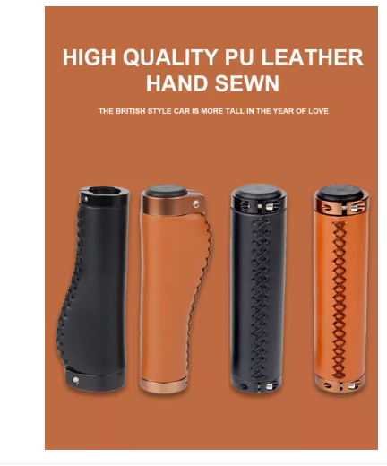 DK40-ปลอกแฮนด์หนังวัวสำหรับจักรยานเสือภูเขา,ที่ครอบมือจับจักรยานทำจากหนัง PU ดูดซับแรงกระแทกกันลื่นแนววินเทจ