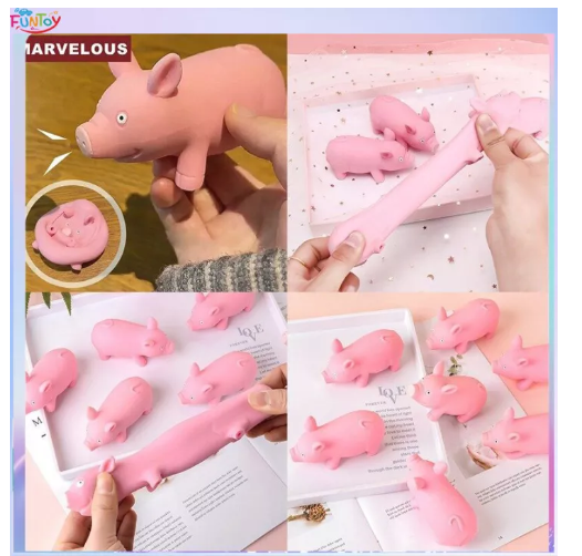 MM20-อยู่ไม่สุข ของเล่น นุ่ม หยิกยืดของเล่นหมูน่ารักคืนของเล่นหมูบรรเทาความเครียด ของเล่นต้านความเครียด